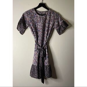 Kidpik Floral Print Dress with Waist Sash Size XL (14)